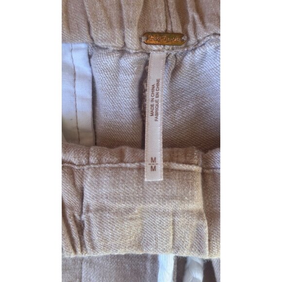 Free People Large Pull-on Faded Tan Cotton Linen Relaxed Drawstring Medium - Picture 5 of 9